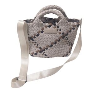 Stylish Woven Satchel in Cream and Brown